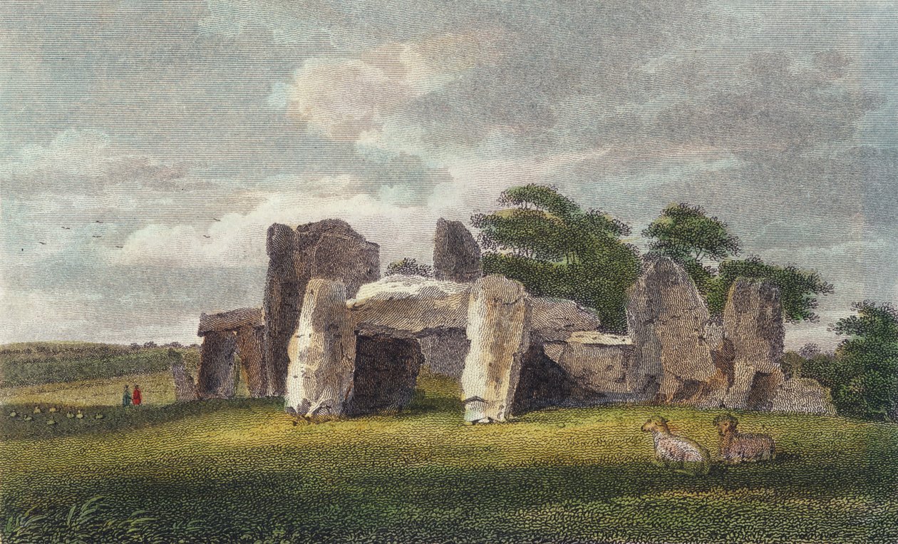 De druïdentempel in Park Place, oktober 1802 (kleurgravure) door English School