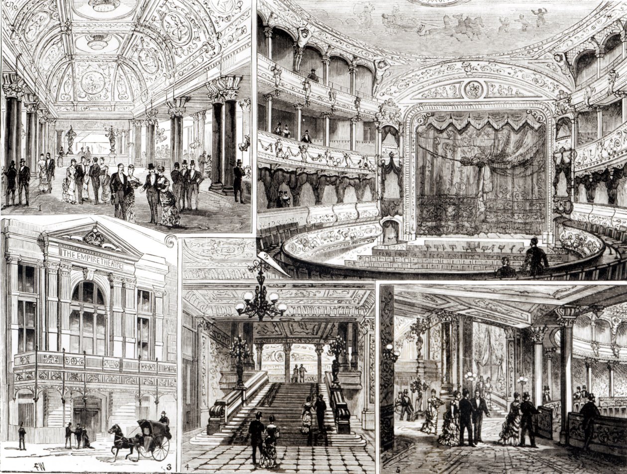 Het Empire Theatre, Leicester Square, Londen 1884 door English School