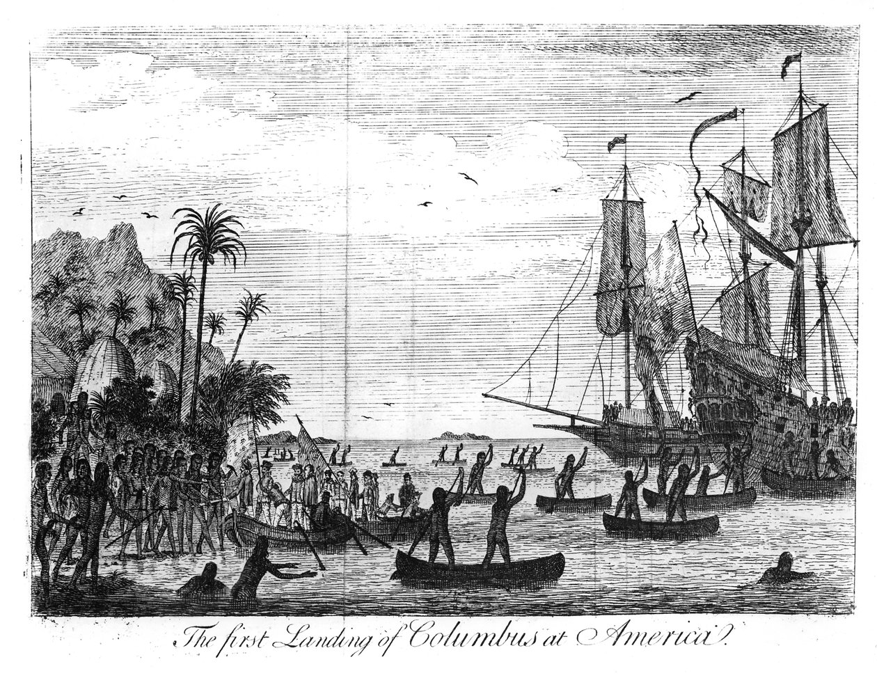 De eerste landing van Columbus in Amerika door English School