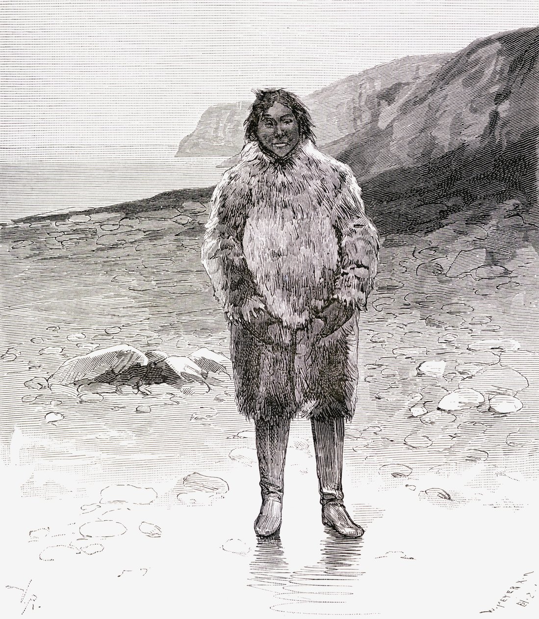 Traditionele Eskimo-kleding door English School