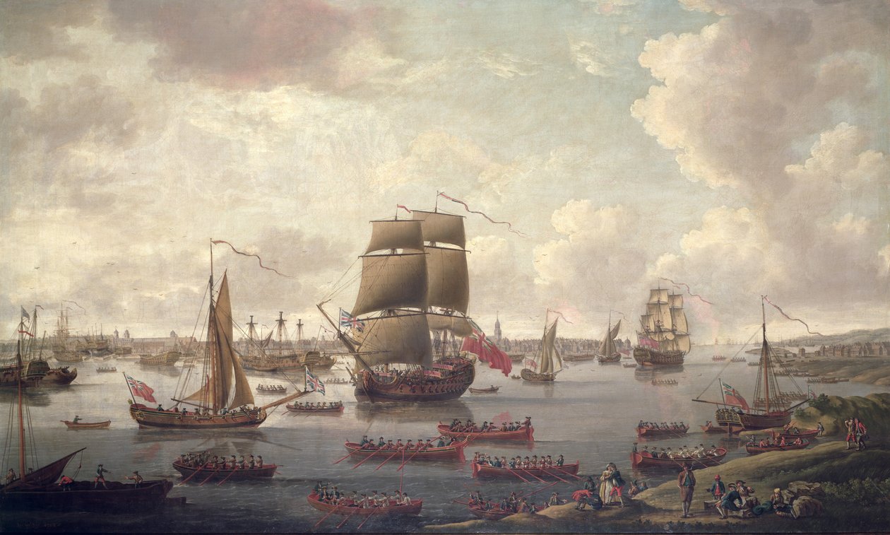 Uitzicht op de Theems, 1761 door English School