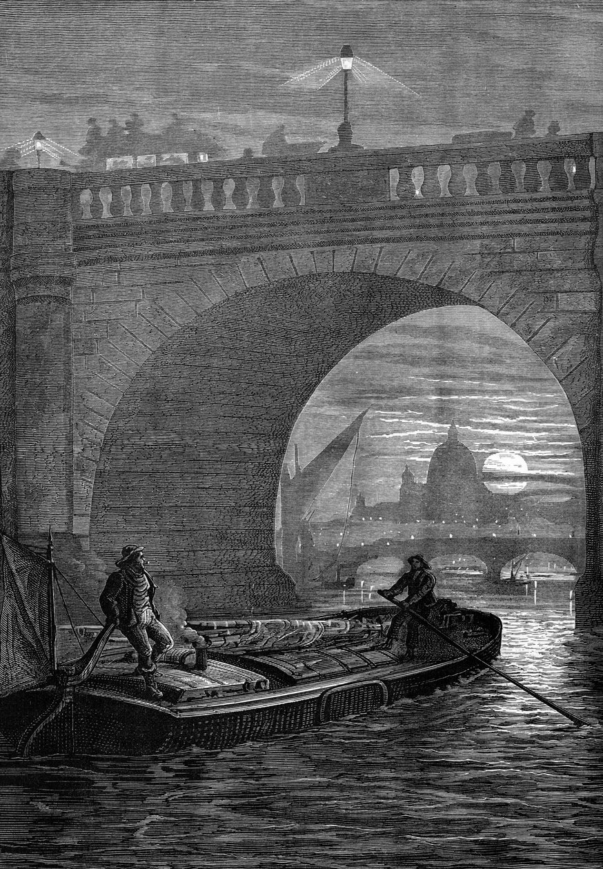 Waterloo Bridge bij nacht door English School