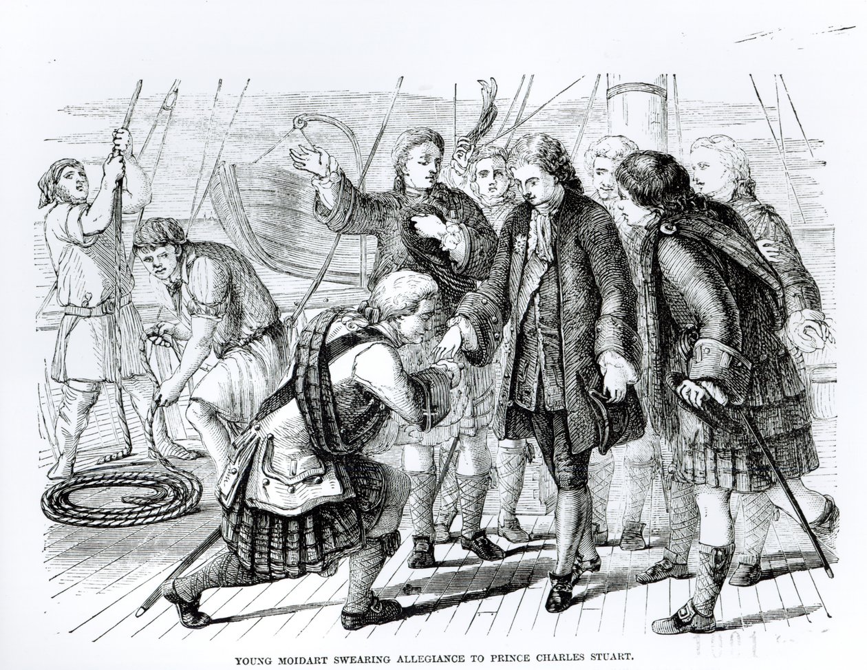 Jonge Moidart zweert trouw aan Prins Charles Edward Stuart (1720-88) door English School
