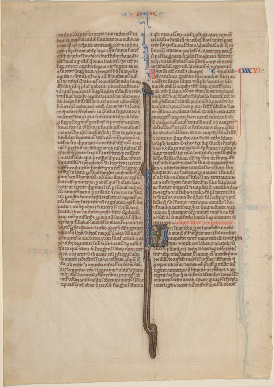 Manuscriptblad uit een Bijbel (Deuteronomium) door English 13th Century