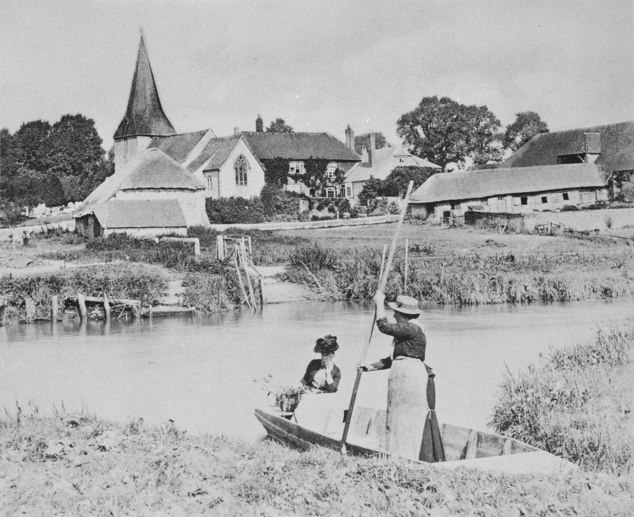 Veerboot over de Arun bij Bury, Sussex door English Photographer