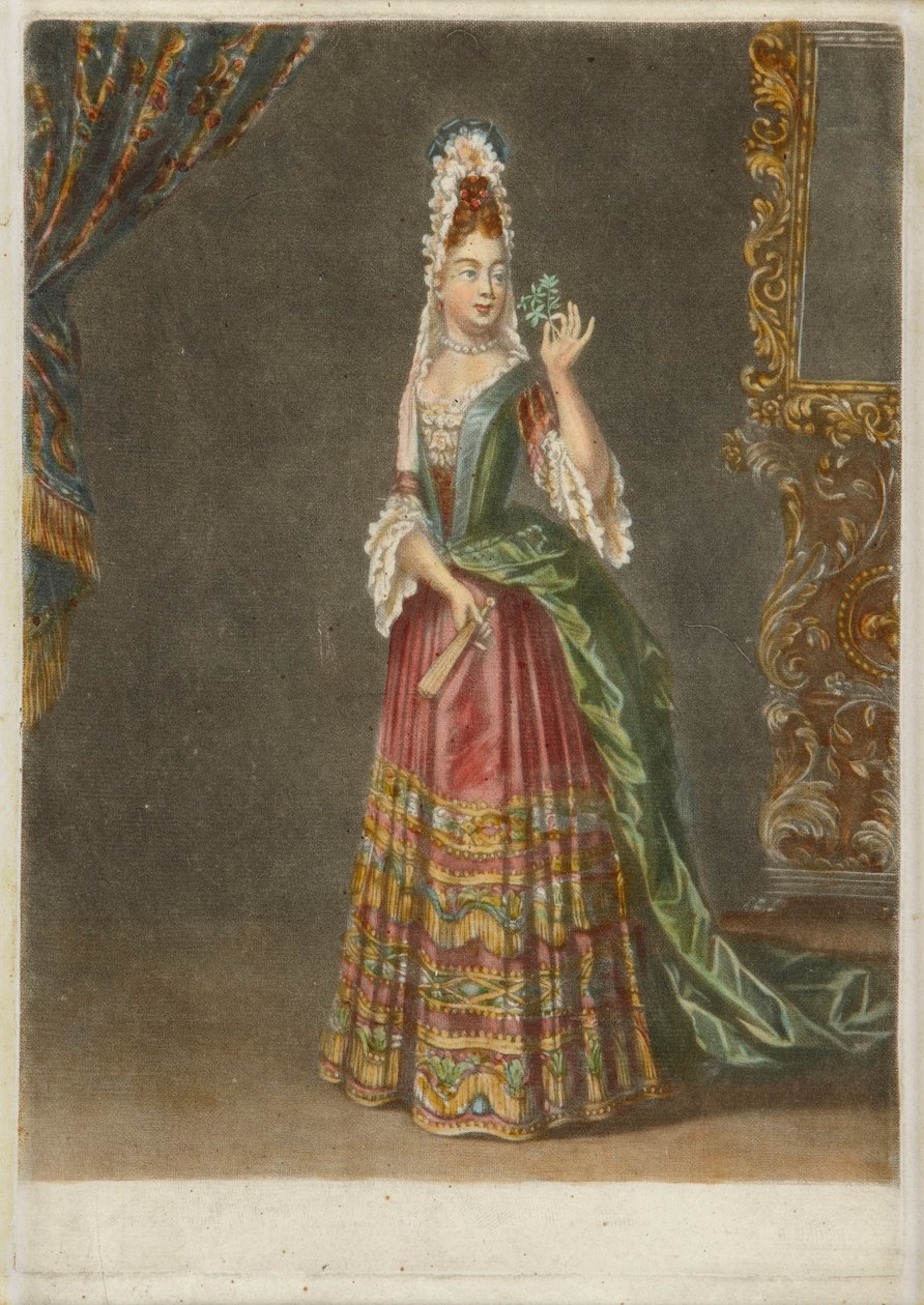 Een dame in een mantua door English School