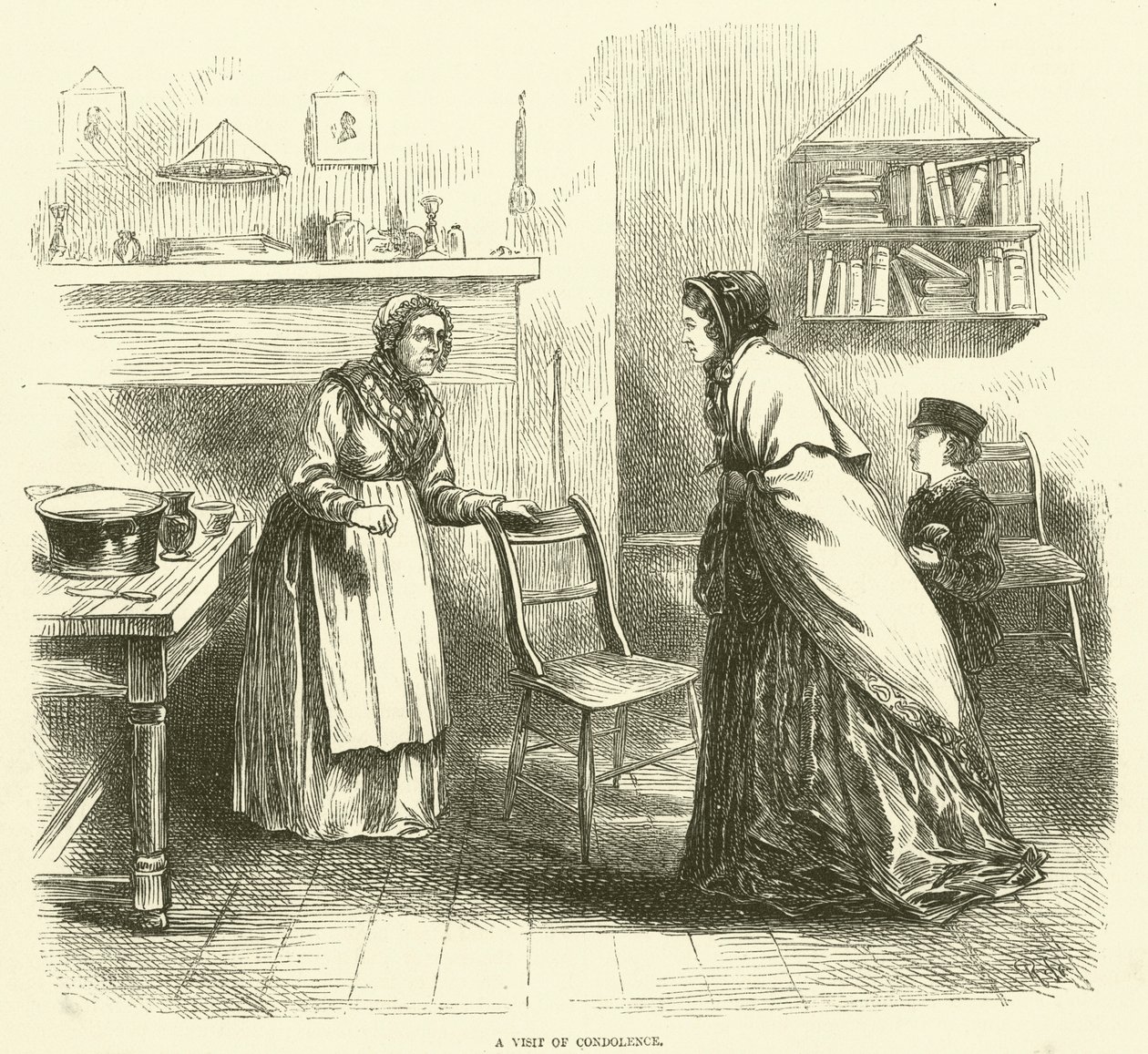 Condoleancebezoek (gravure) door English School