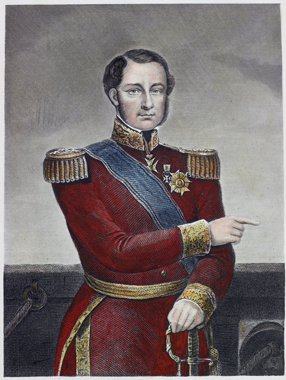 Admiraal Hamelin (gekleurde gravure) door English School