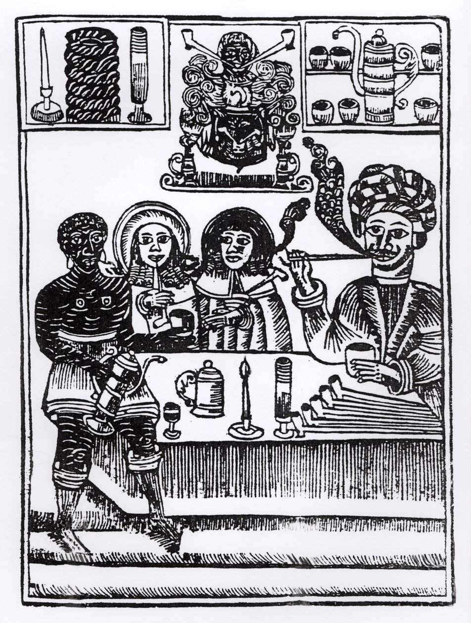 Anti-rook pamflet (houtsnede) door English School