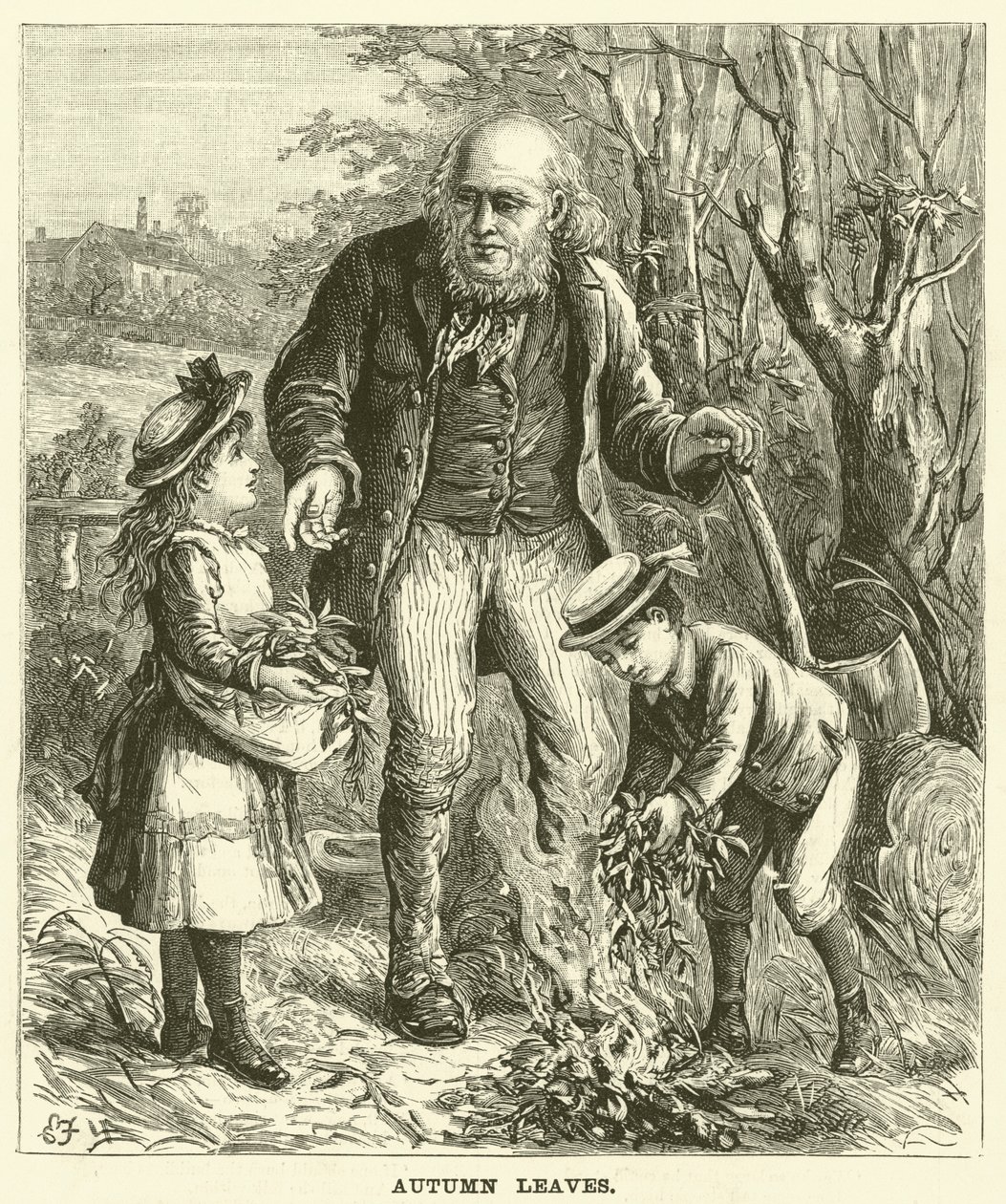 Herfstbladeren (gravure) door English School