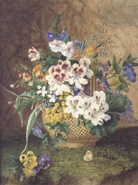 Mand met bloemen door English School
