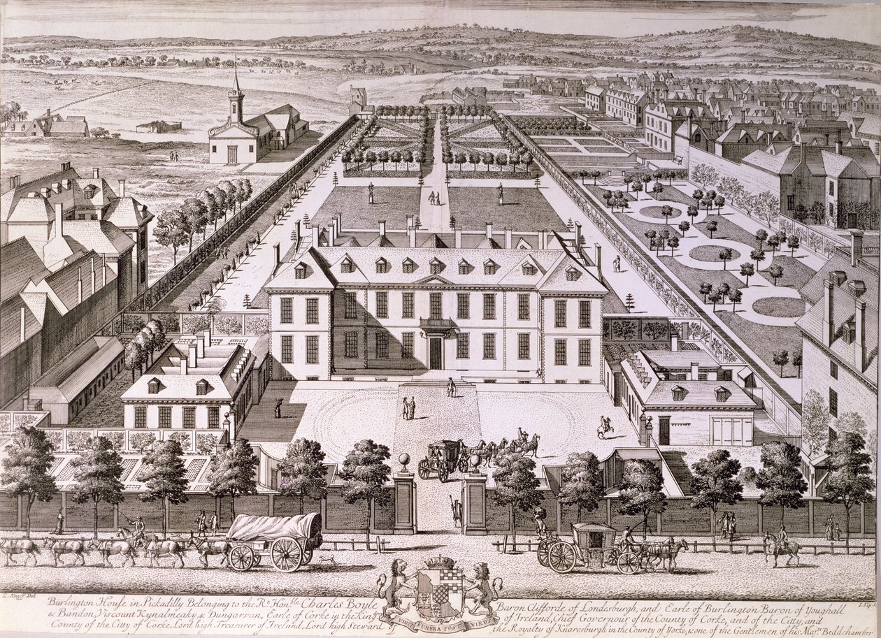 Burlington House in Piccadilly, 18e eeuw door English School