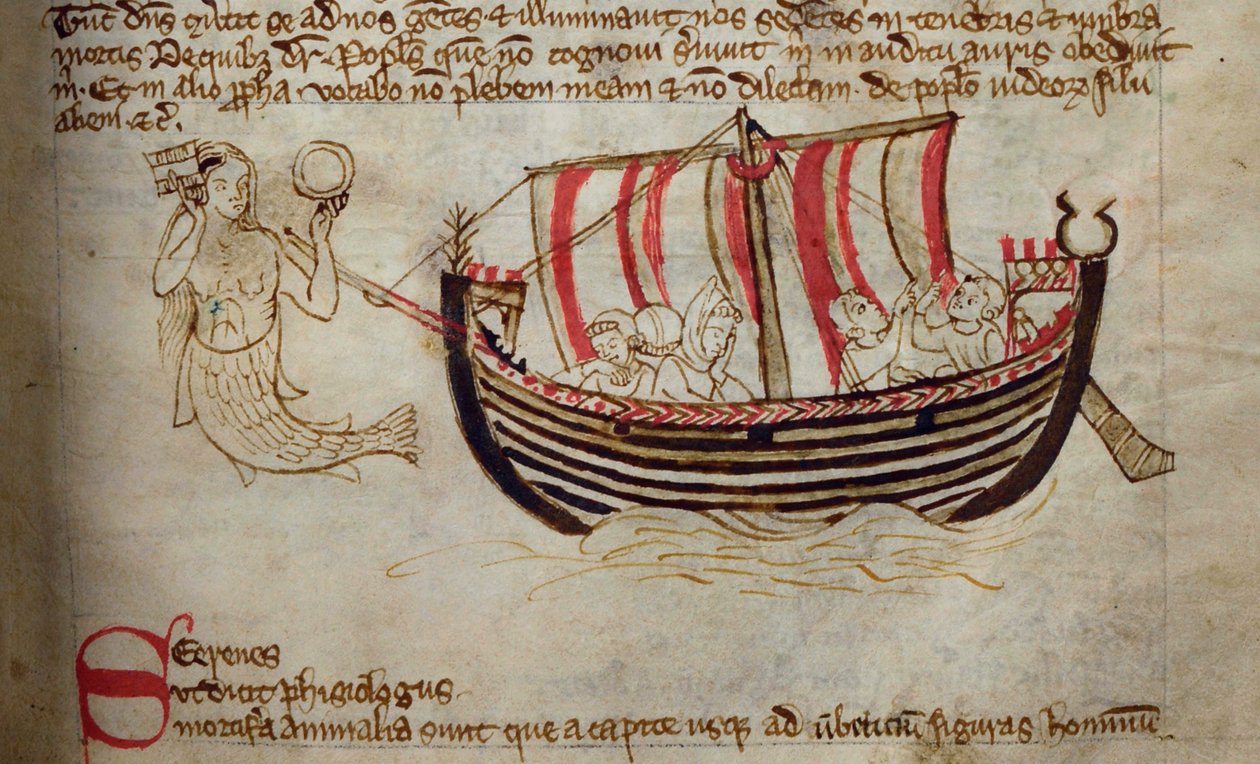 CCA-LitMs/D/10 fol. 18r Sirene, uit Bestiarium door English School