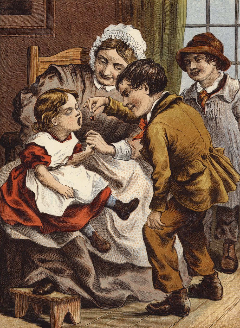 Kersenrijp (kleurenlitho) door English School