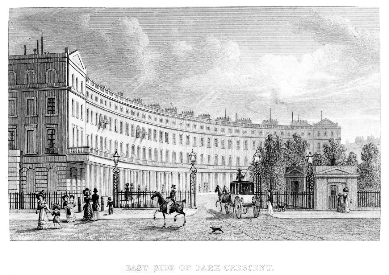 Oostzijde van Park Crescent, 1830 door English School