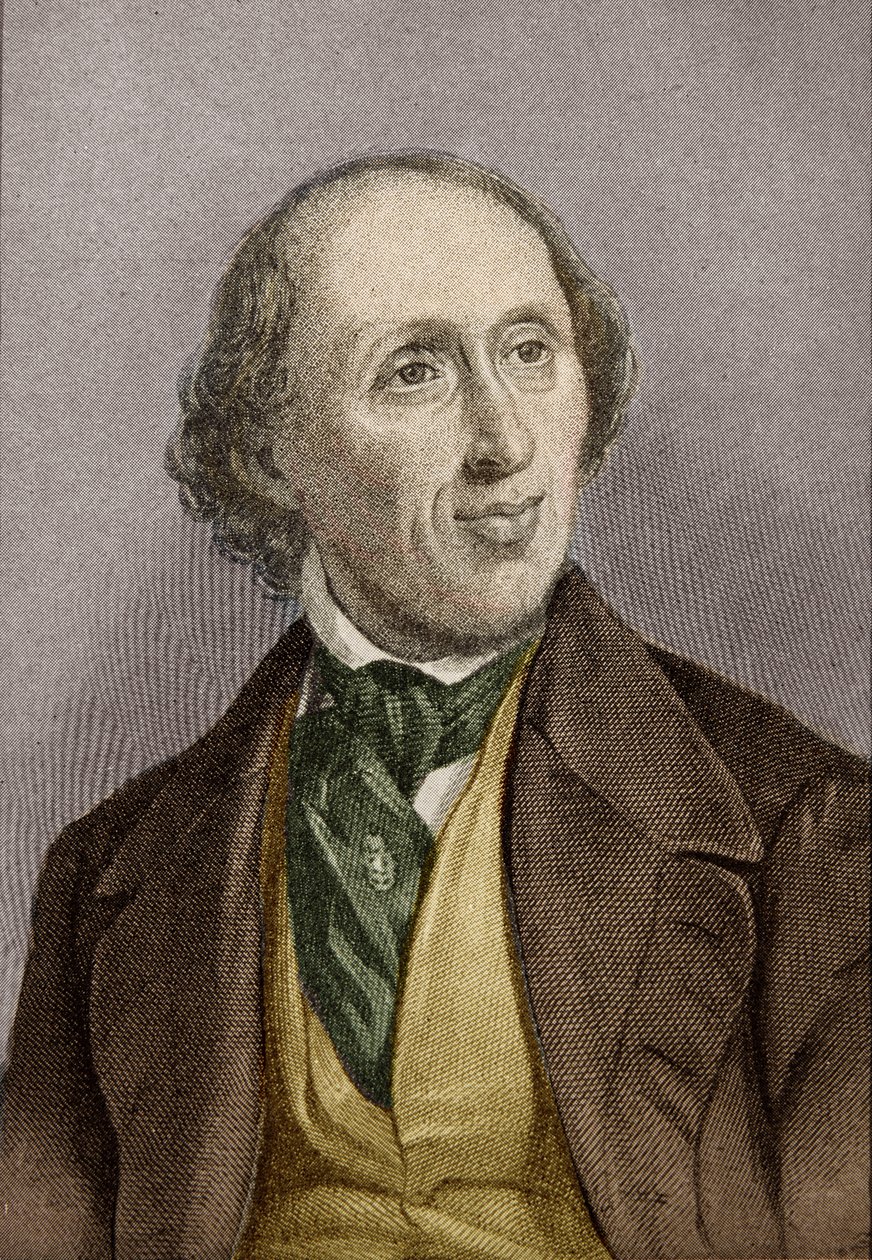 Hans Christian Andersen (1805-75) (latere inkleuring) door English School