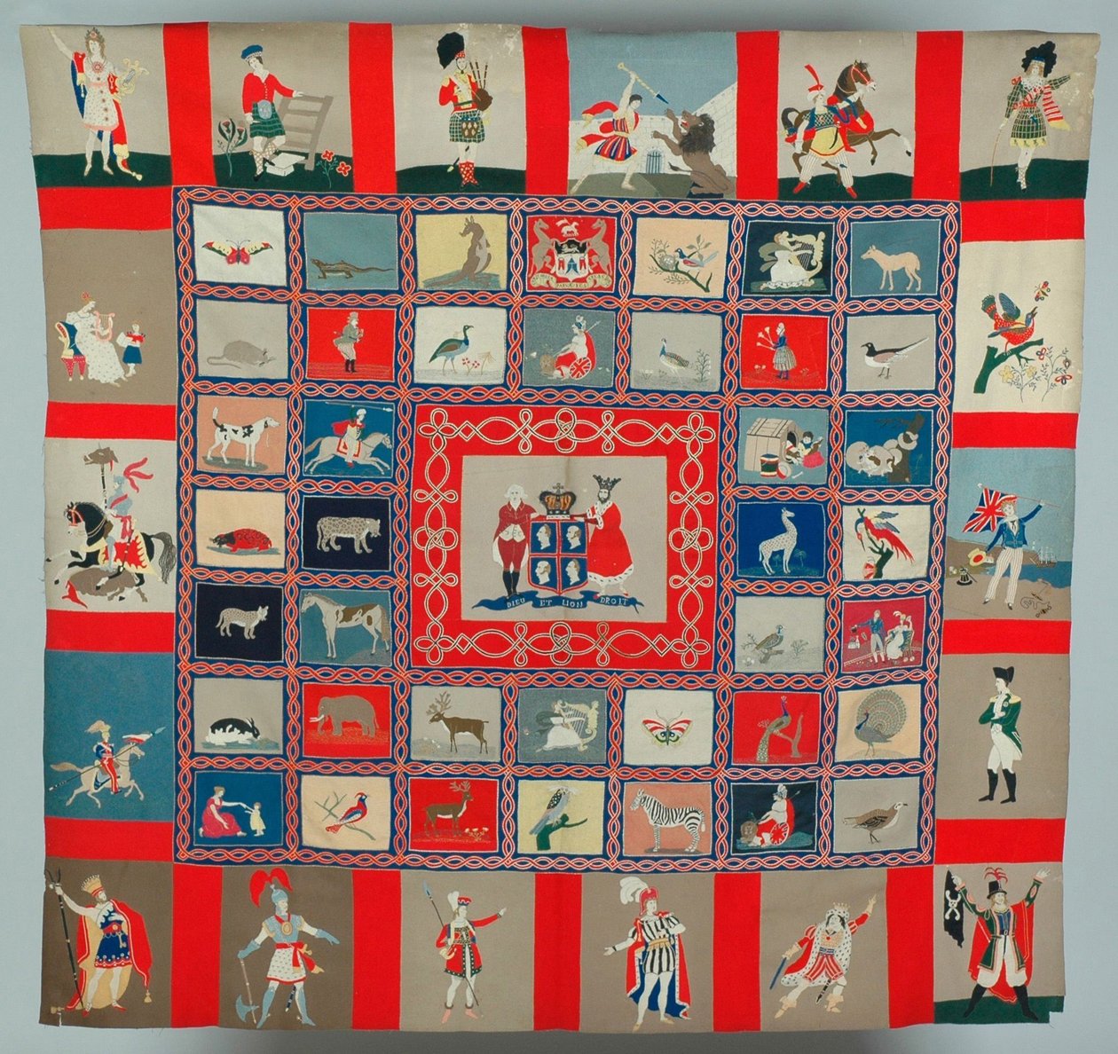 Ingelegd patchwork wandkleed, ca. 1835 door English School