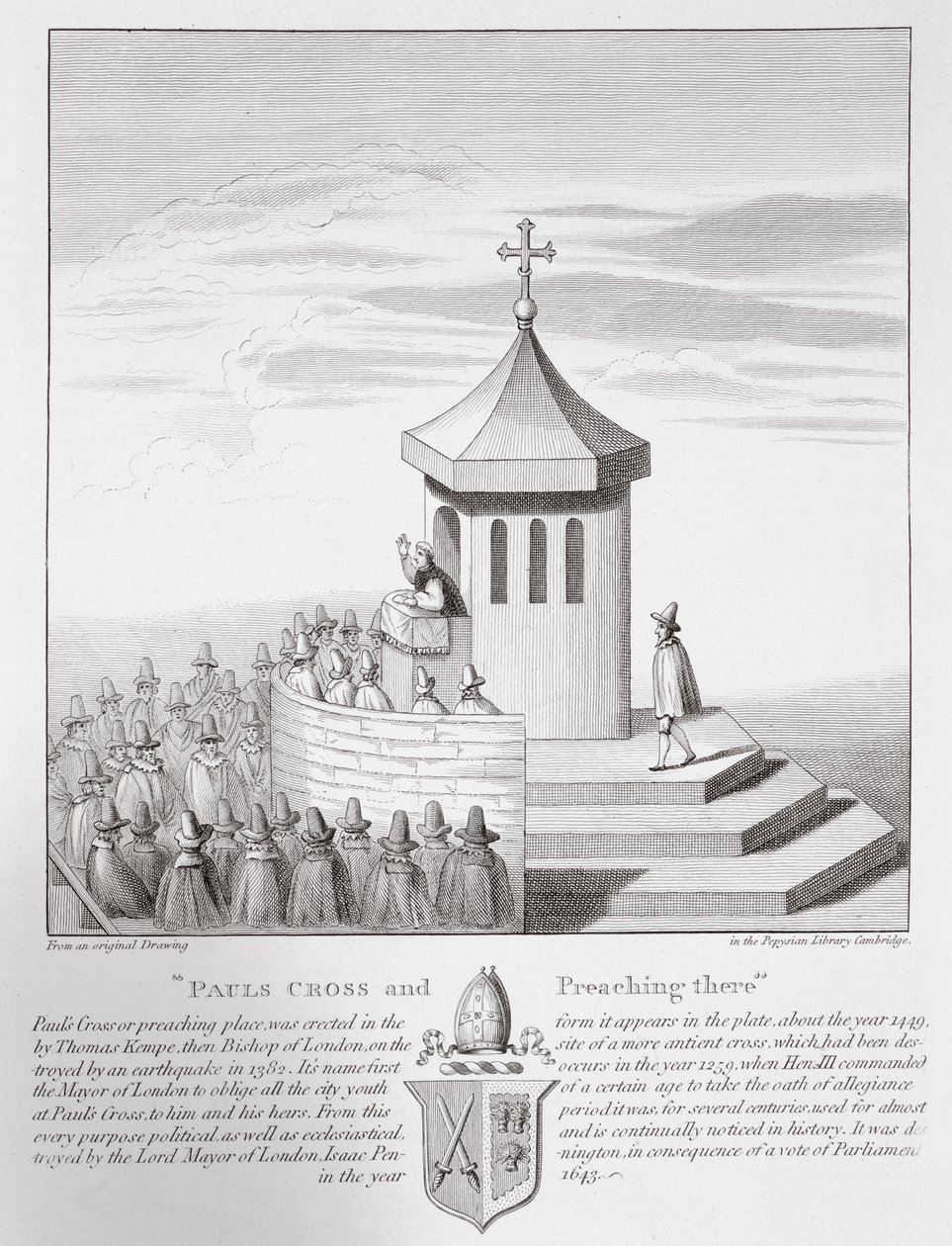Pauls Cross en prediking daar, 1809 door English School