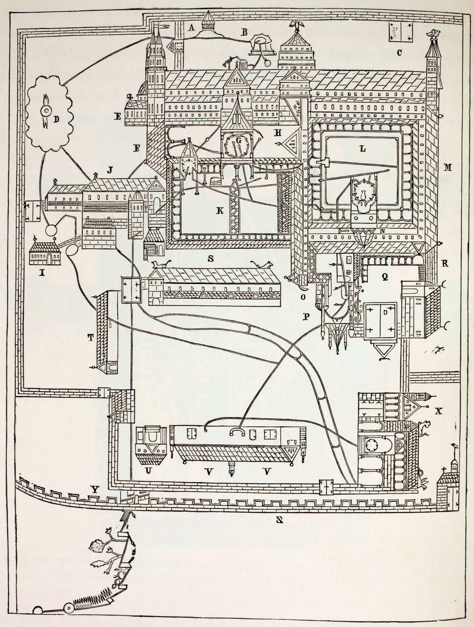 Plan van het Benedictijnenklooster in Canterbury door English School