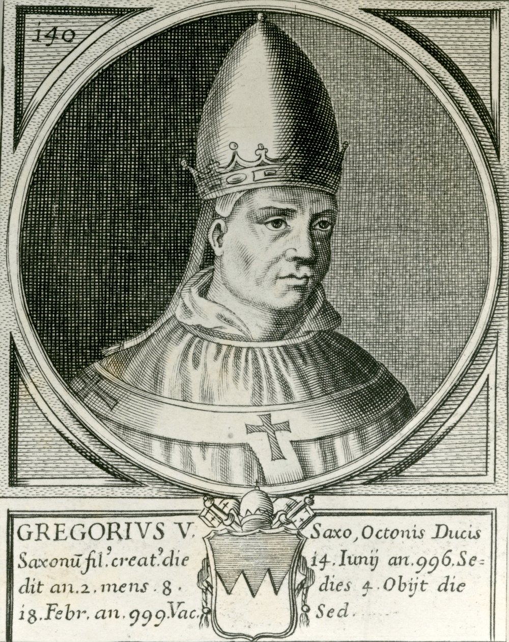 Paus Gregorius V (972-999) (gravure) door English School