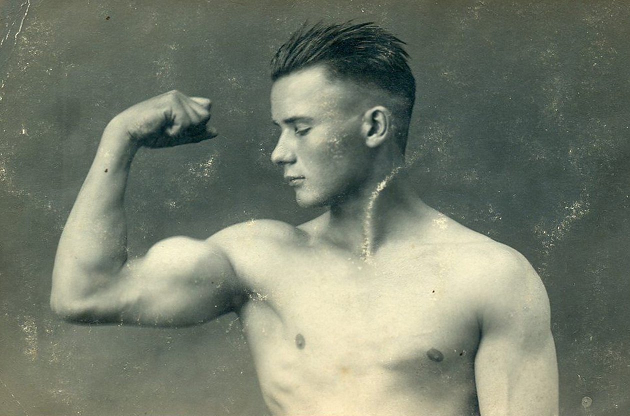 Portret van een bodybuilder door English School