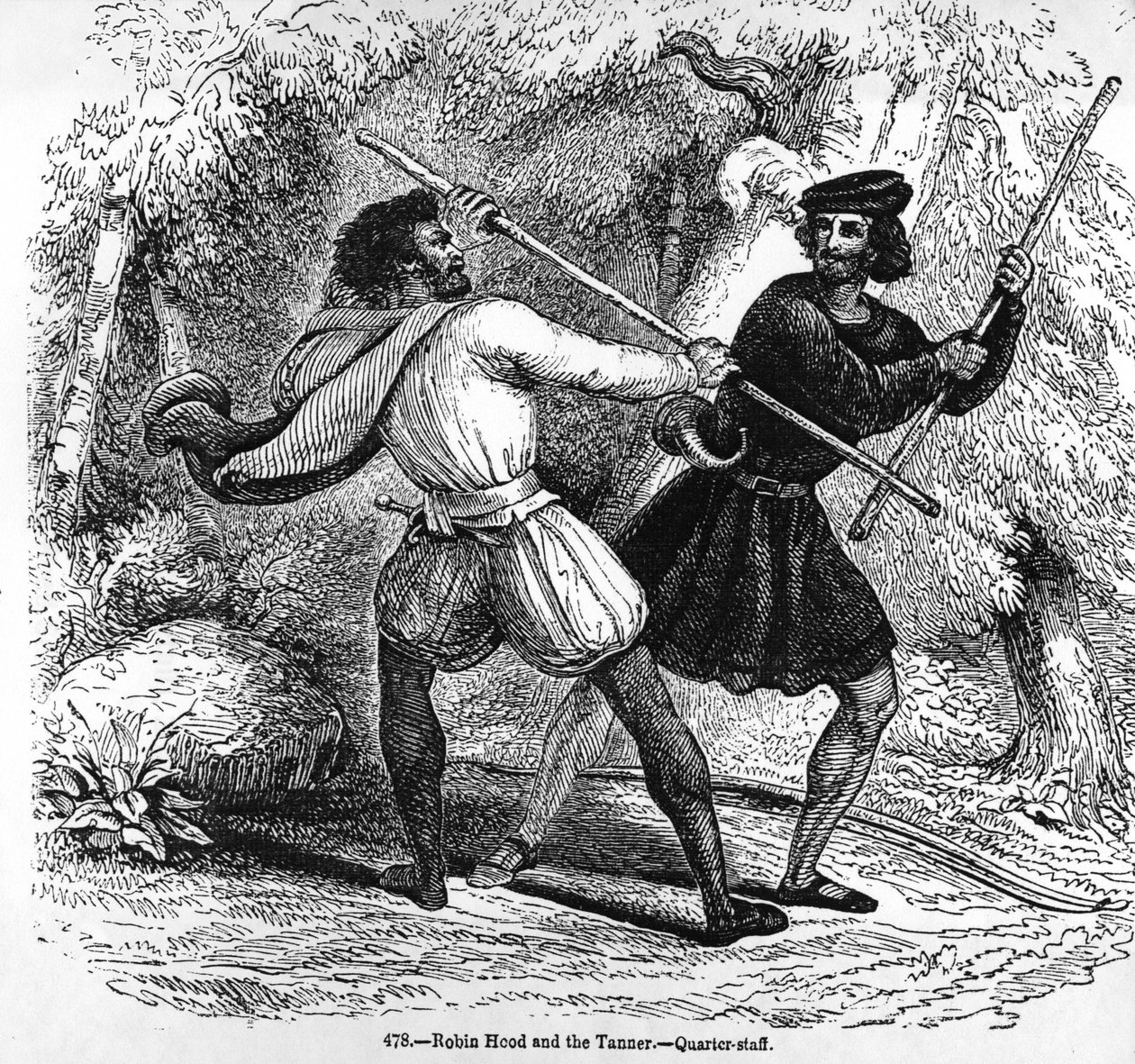 Robin Hood en de Leerlooier met Wapenstokken door English School