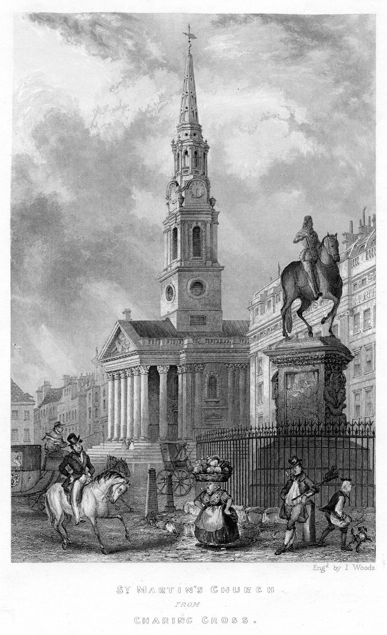 St. Martins Kerk vanaf Charing Cross, 1837 door English School