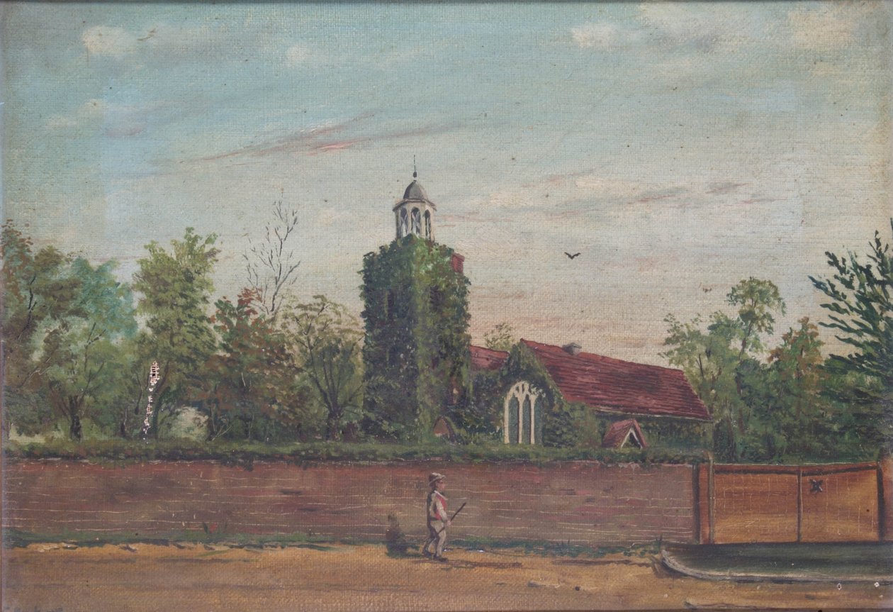 Teddington Church Middlesex, ca.1900 (olieverf op doek) door English School