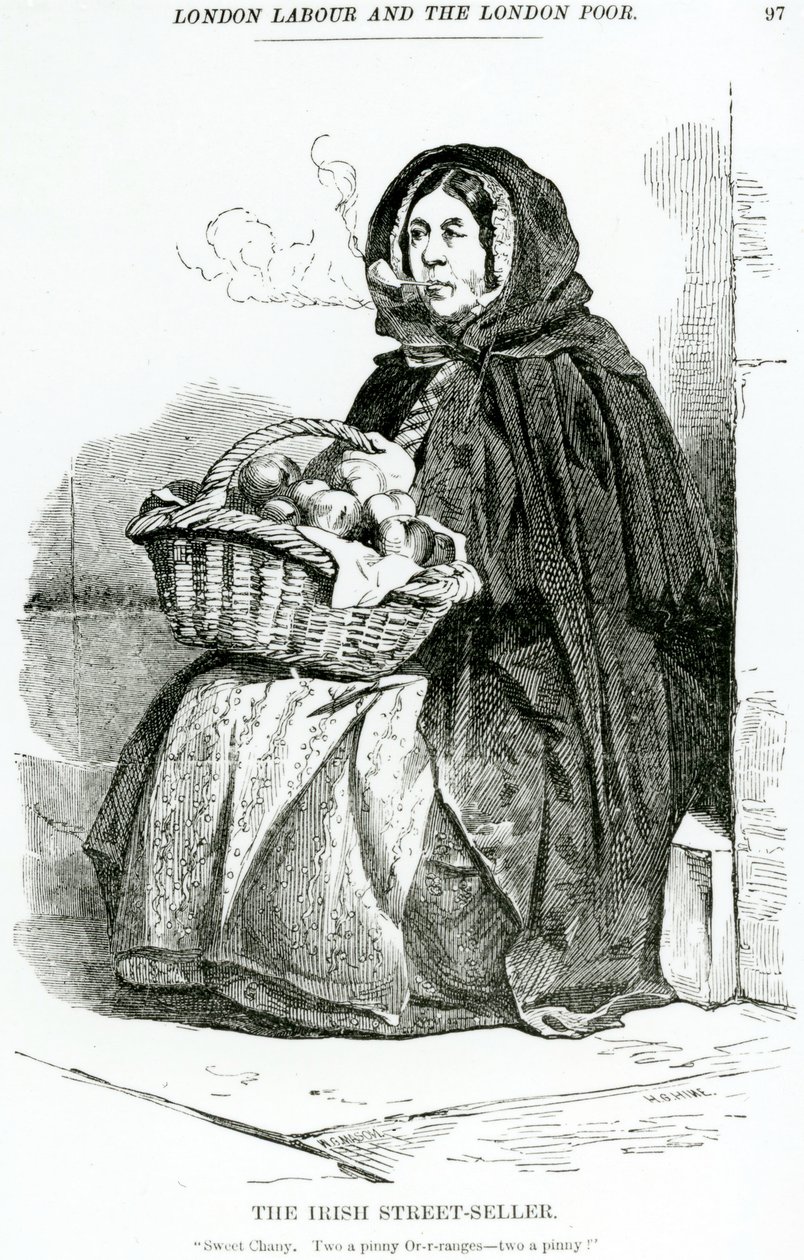 De Ierse Straatverkoper, c.1840 door English School