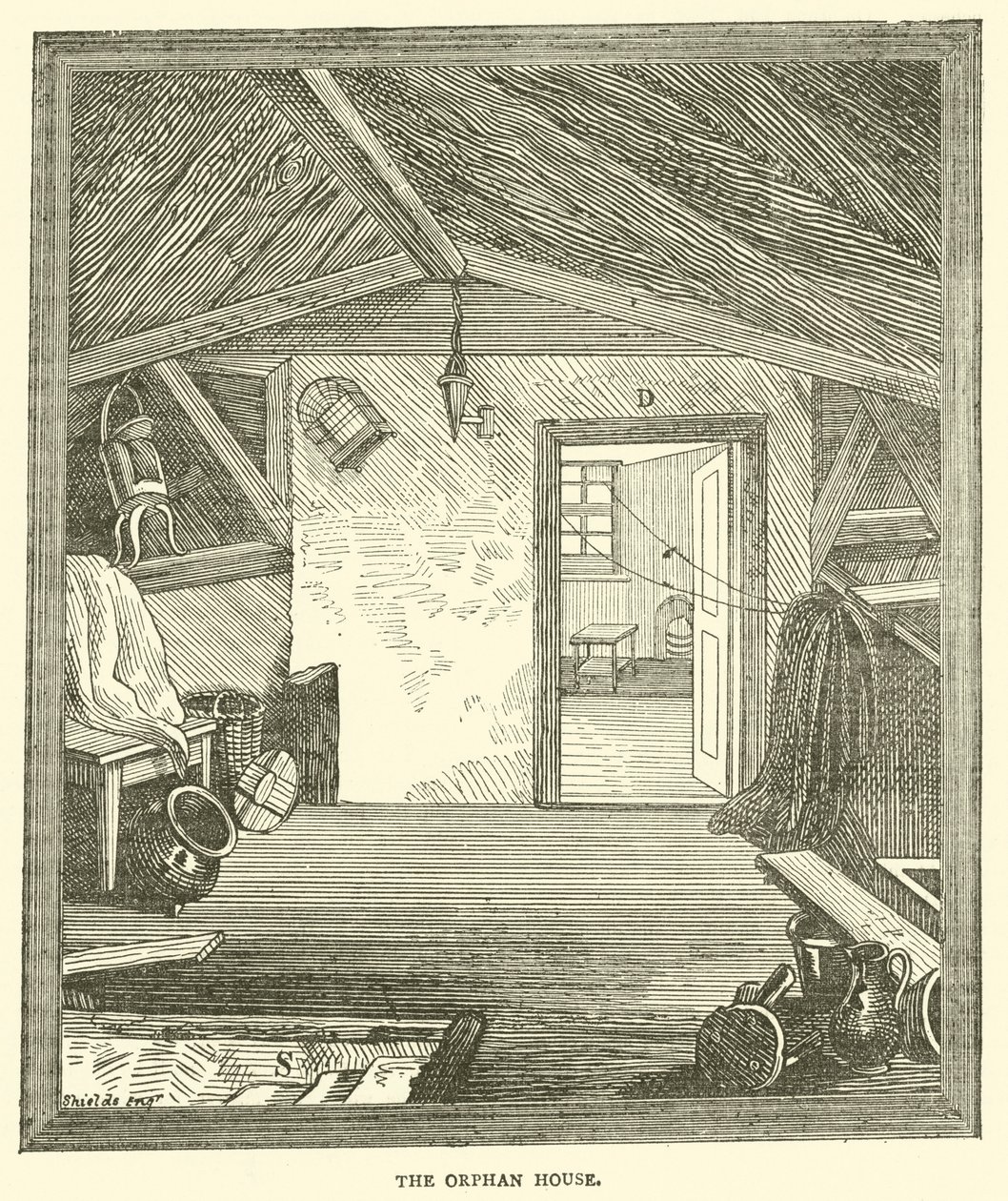 Het weeshuis (gravure) door English School