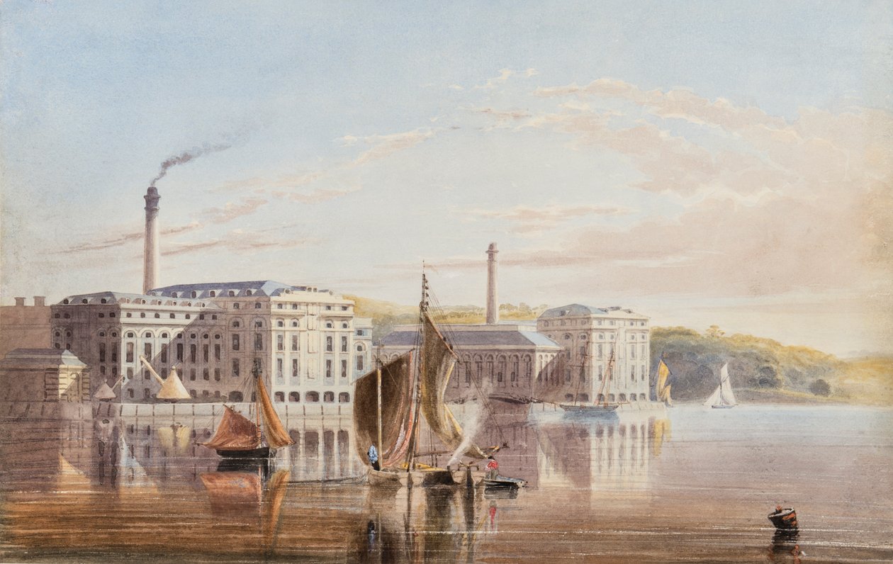 Het Koninklijke William Victualling Yard, Stonehouse, ca. 1840 door English School