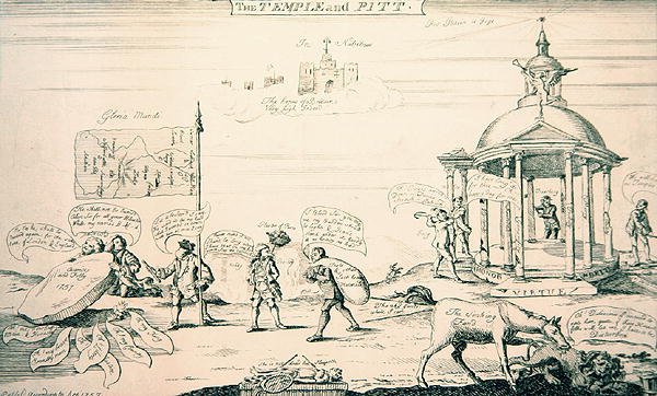 De Tempel en Pitt (gravure) door English School