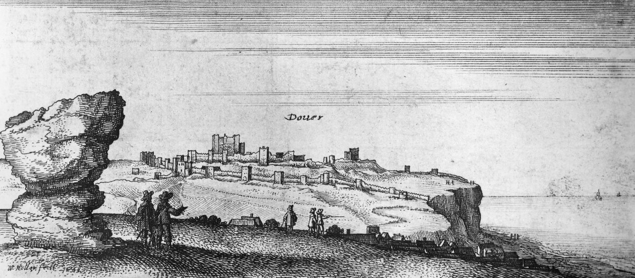 Uitzicht op Dover Castle (gravure) door English School