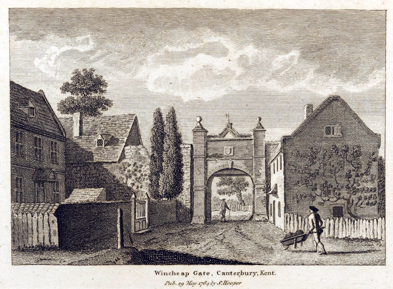 Uitzicht op Wincheap Gate, 1784 door English School