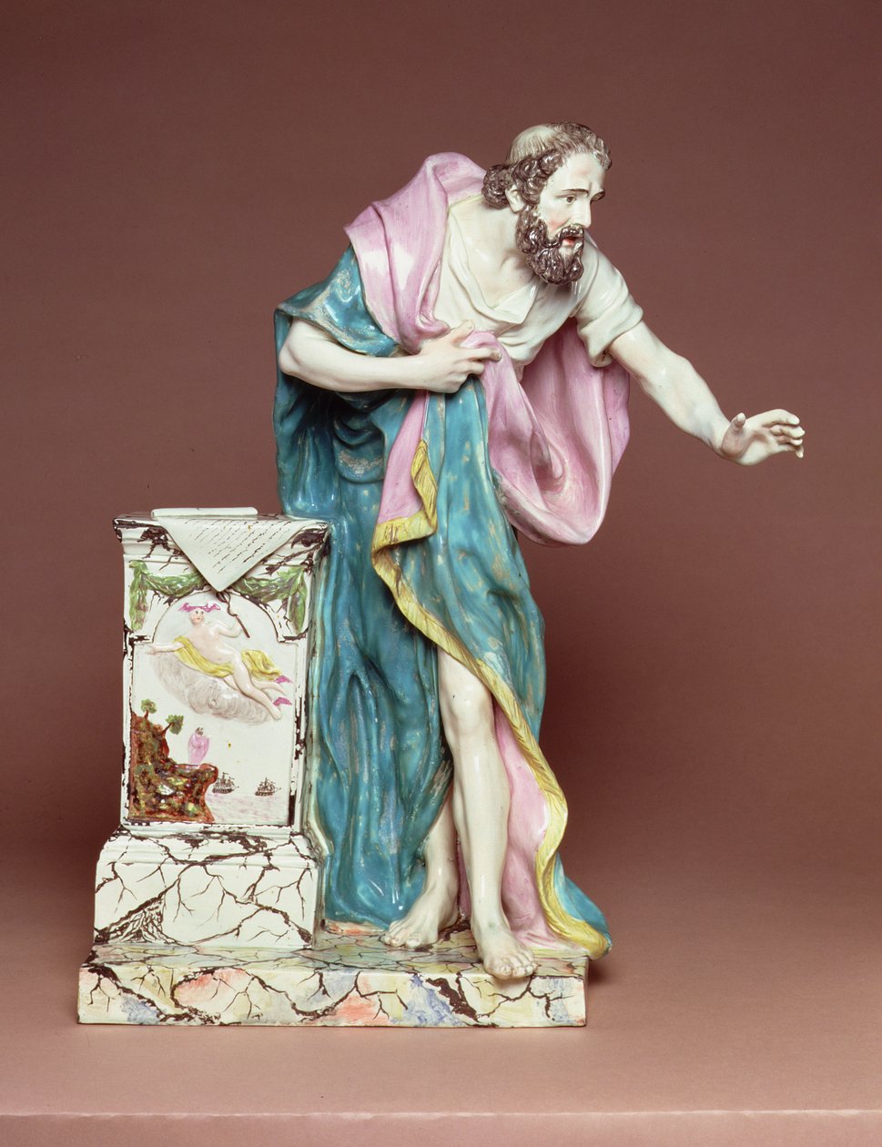 Beeldje van Demosthenes, Burslem, Staffordshire, ca. 1790 (loodglazuur aardewerk) door Enoch Wood