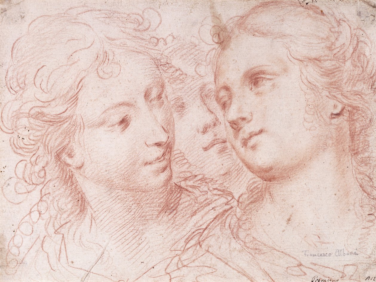 Drie studies van vrouwelijke hoofden door Ercole Procaccini
