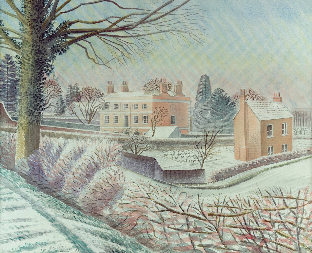 Pastorie in de sneeuw door Eric Ravilious