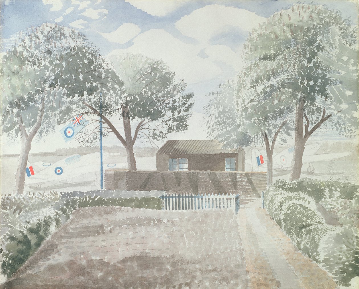 Vliegveld, ca. 1942 door Eric Ravilious