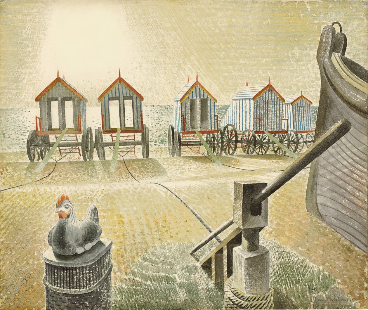 Aldeburgh badmachines, 1938 door Eric Ravilious