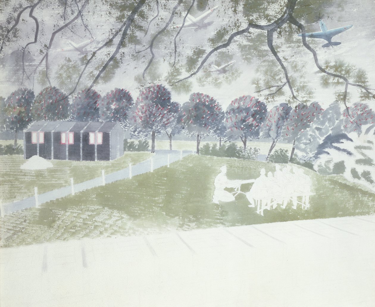 Demonstratie van een Geweer door Eric Ravilious