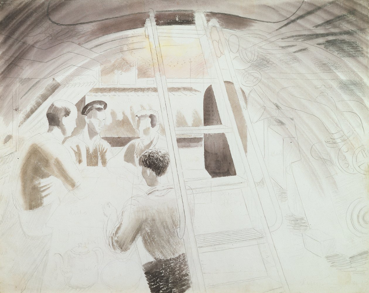 Mannen tijdens Pauze door Eric Ravilious