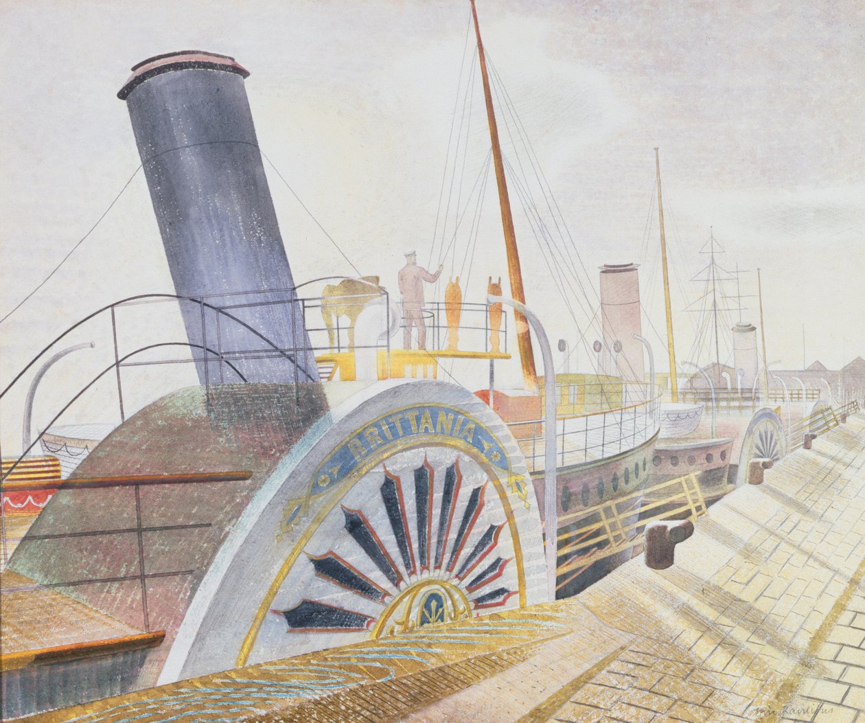 Paddle Steamers, Bristol Quay door Eric Ravilious