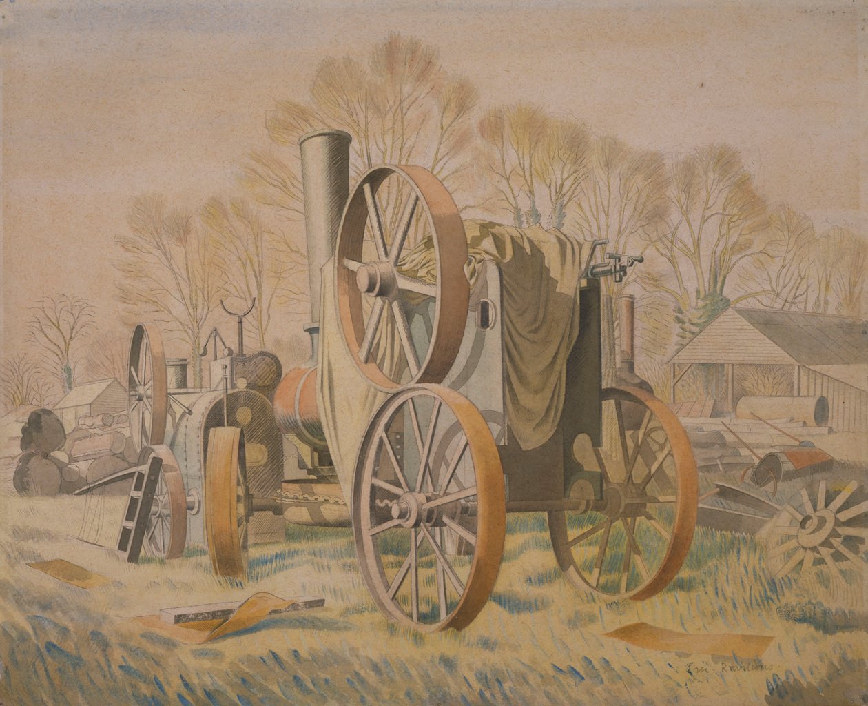 De tractor, 1933 door Eric Ravilious