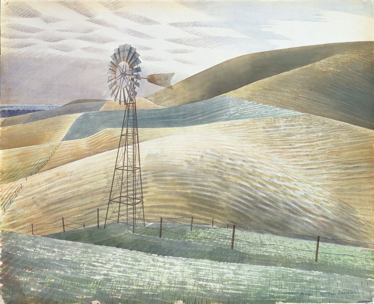 Windmolen, 1934 door Eric Ravilious