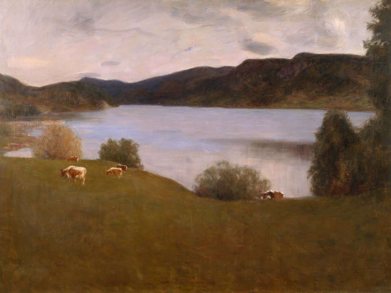 Avondlandschap vanaf Kviteseid door Erik Theodor Werenskiold