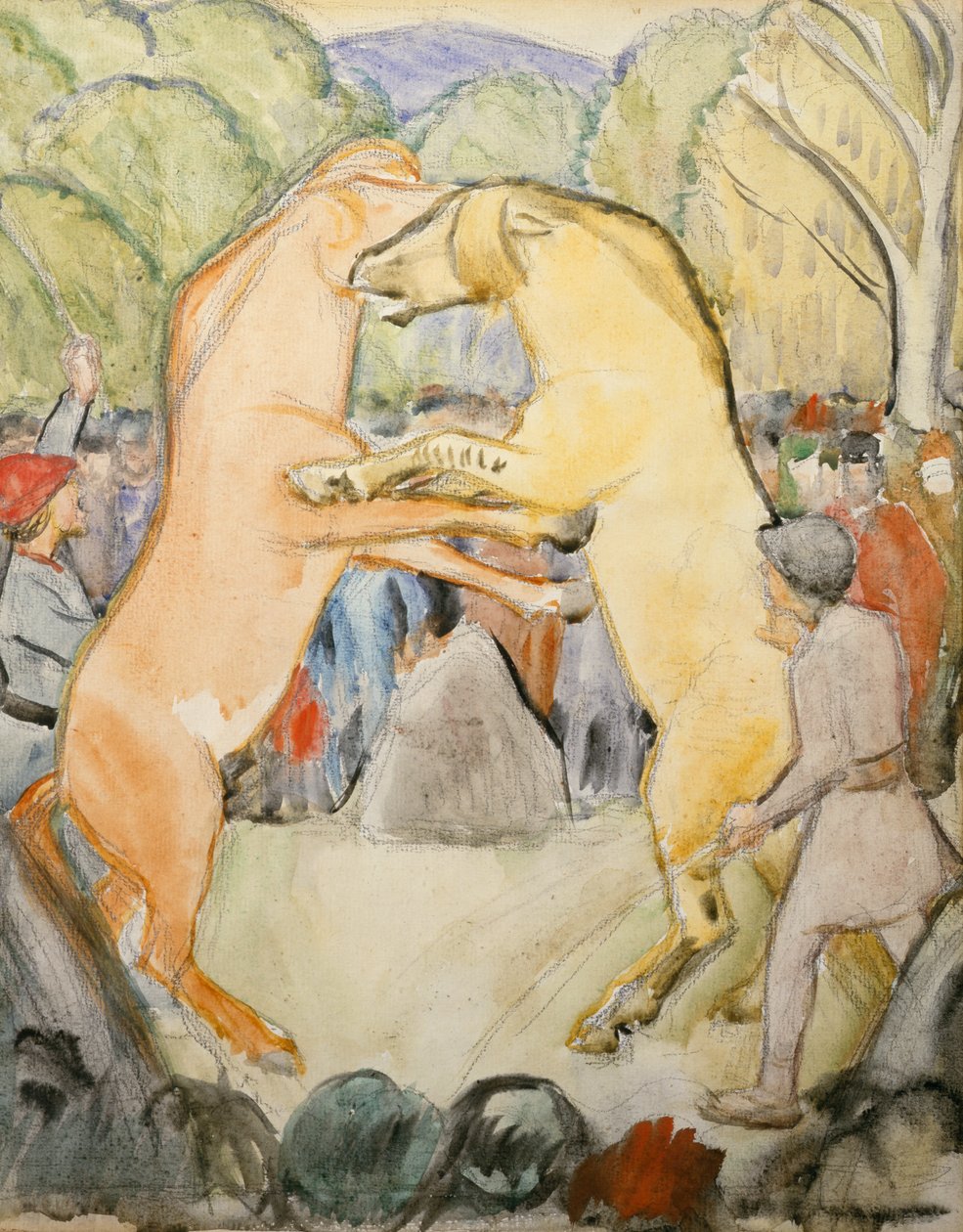 Paardengevecht door Erik Theodor Werenskiold