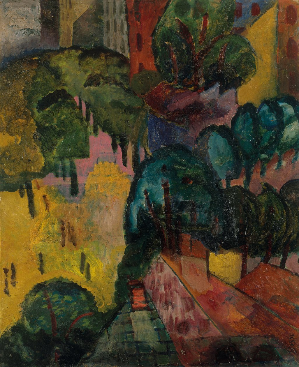 Parijs stadsgezicht, ca. 1906-09 (olieverf op karton) door Erma Bossi