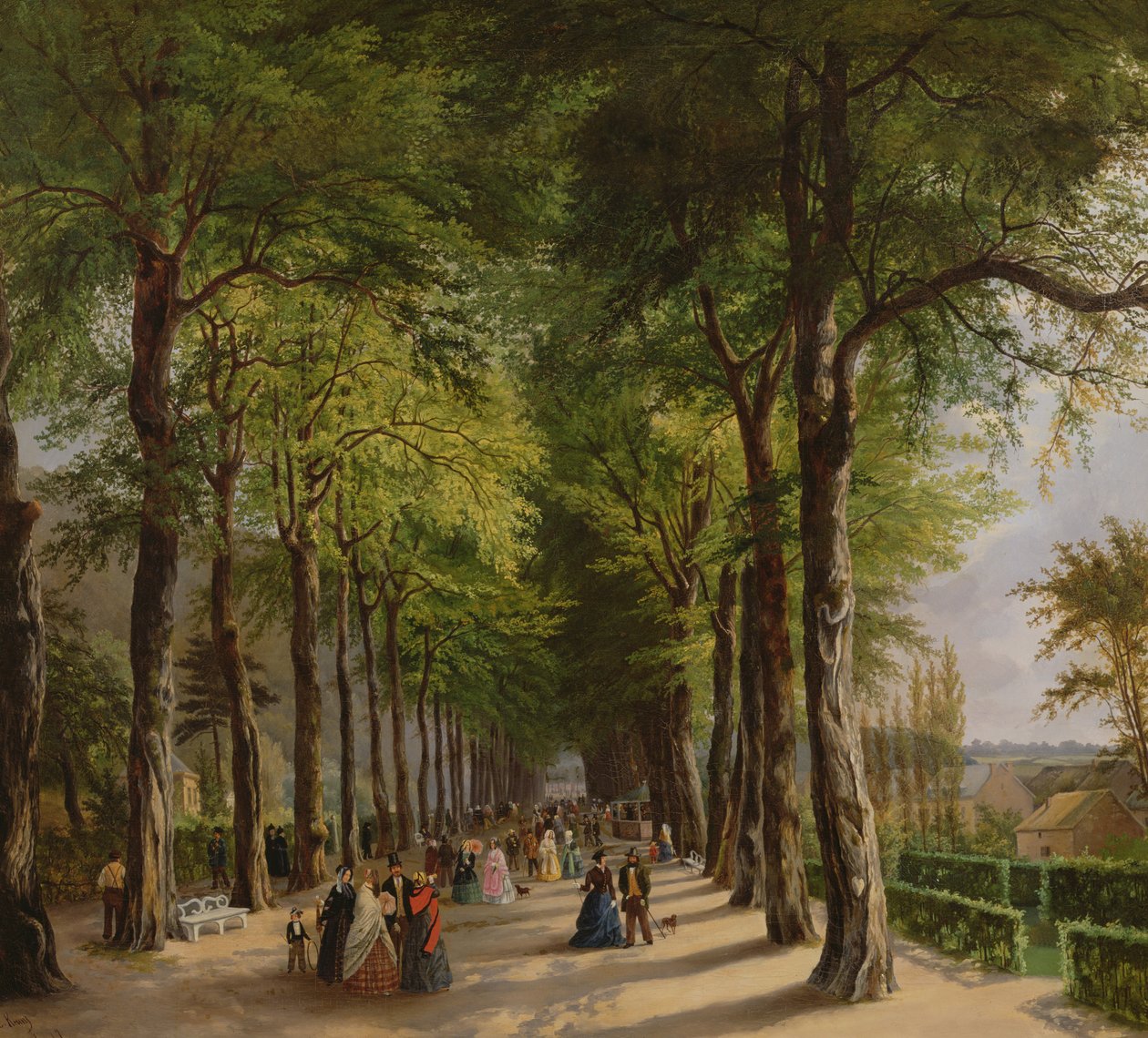 De Promenade in Spa, België, 1847 door Ernest Krins