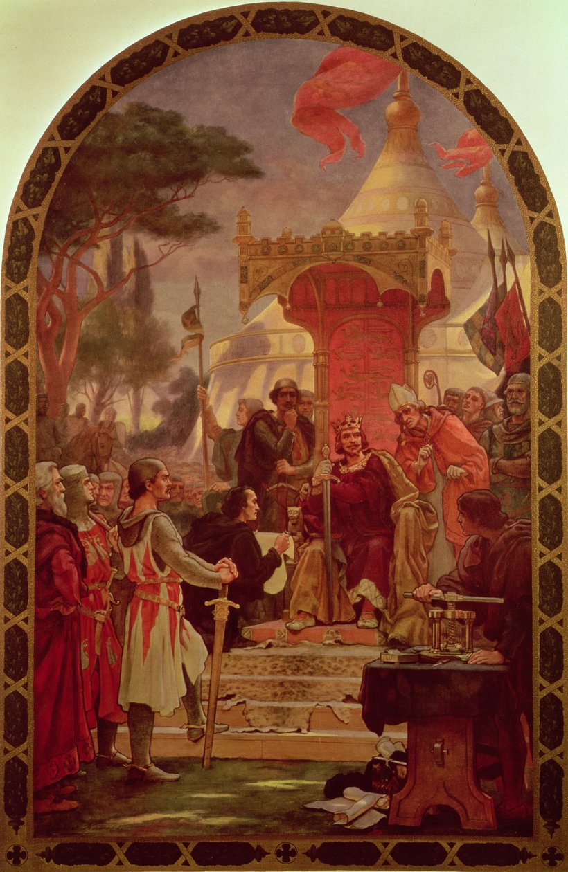 Koning Jan verleent de Magna Carta in 1215, 1900 door Ernest Normand