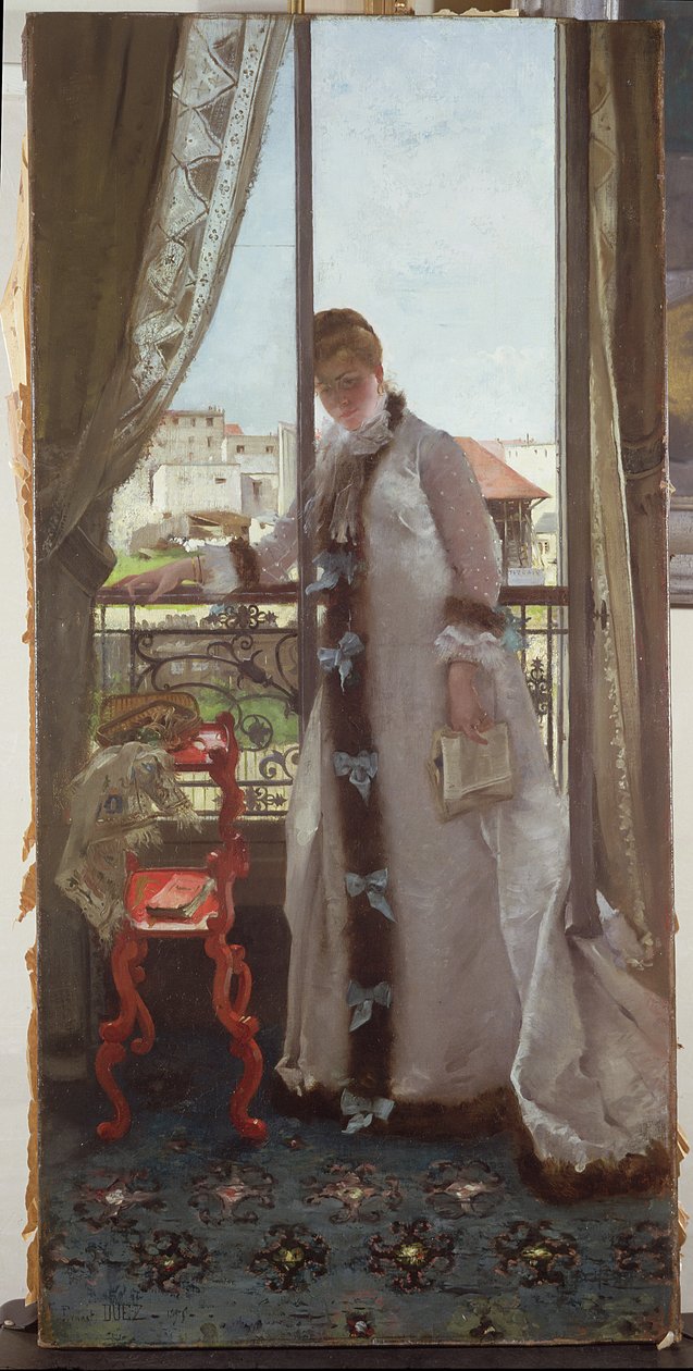 Vrouw bij een open raam, 1875 door Ernest Ange Duez